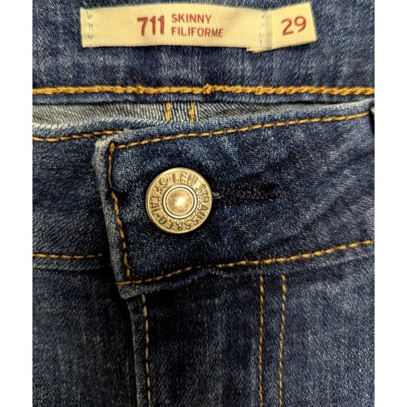Levi's 711 Skinny Jeans Women’s Size 29 x 30 Mid Rise Stretch Blue Denim - Picture 3 of 11